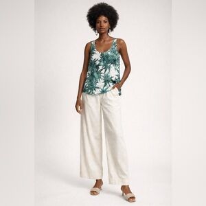 Mara Hoffman green and white tropical leaf print tank. Size Medium.